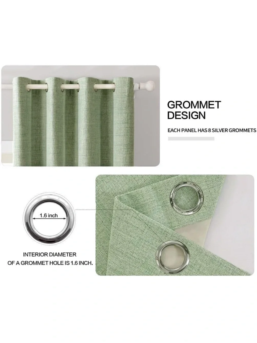 Linen Texture Curtains for Bedroom Solid 100% Blackout Thermal Insulated